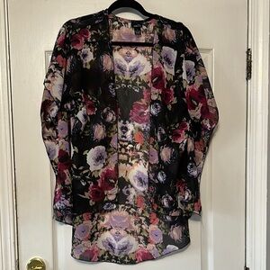 Rue21 Floral Sheer cardigan - Black, Red, Purple